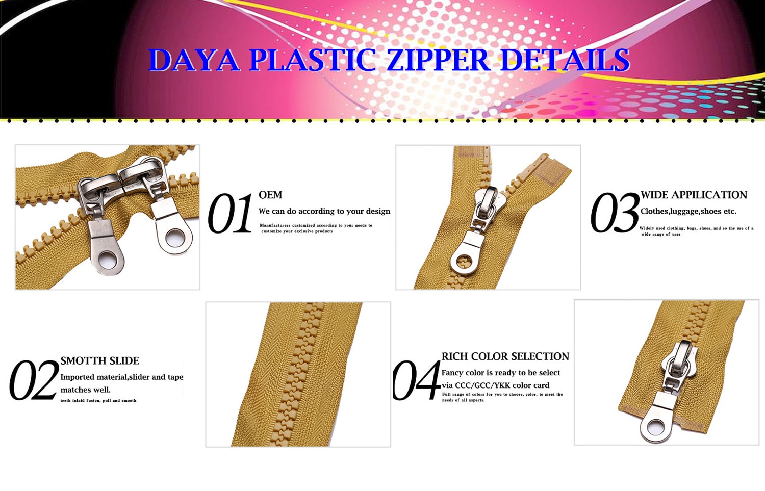 No.5 20cm Plastic zipper double pull two way zipper -Daya zipper